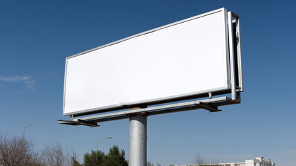 blank billboard on blue sky background