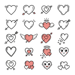 Heart Symbols and Love Icons Collection.