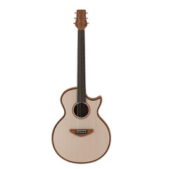 Naklejka premium Light Wood Acoustic Guitar with Minimalist Design Keywords: acoustic guitar isolated on a transparent background