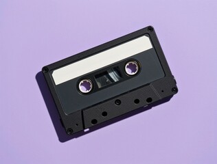 Fototapeta premium Retro audio cassette tape on purple background