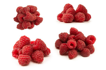 Tasty fresh raspberry isolated on a white background. Top view.