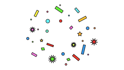 Colorful confetti png transparent background design elements with party decorations with celebration