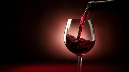 fermentation. Red wine being poured into a glass in a sophisticated dining setting. bar promotions, beverage menus, designed for food & beverage menus and cafe branding, enhances appetite appeal.
