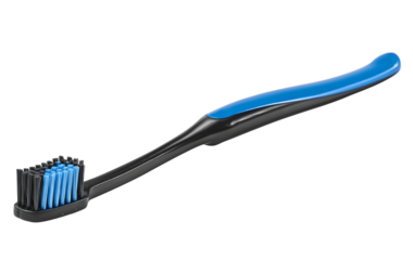 Black Toothbrush With Blue Accents On White Background isolated on a transparent background