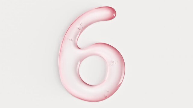 Number six made of cosmetic oil, face serum gel or honey liquid texture. 3d rendering typography element, numeric shape for age anniversary or birthday concept