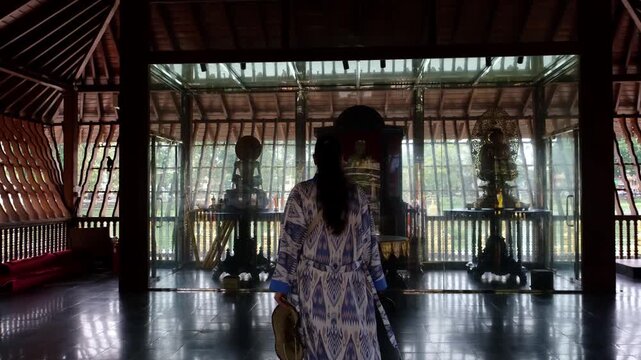 Visiting the Seema Malakaya Temple in Colombo, Sri Lanka. A Colombo tourist attraction, the temple is built on a lake in the city center.