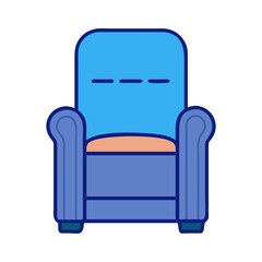 Comfortable blue armchair icon featuring a simple and modern design for home interior concepts Vector