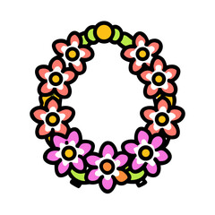 Naklejka premium A charming colorful flower garland illustration with vibrant pink, coral, and green hues Vector