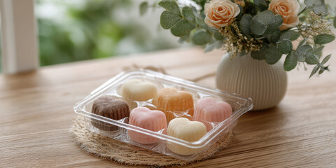 Pastel wax melt heart shape soy wax clamshell handmade scented home decor cozy eco friendly gift