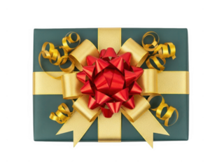 Elegant gift box with bow and ribbons isolated on white background