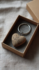 Heart keychain cork heart eco gift kraft box minimalist natural texture rustic handmade love sustainable