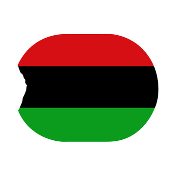 Pan-african flag in an oval shape with a distinctive bite mark on the left side Vector