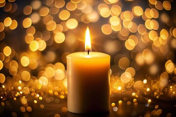 Christmas candles glowing on glowing background