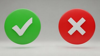 Obraz premium Green checkmark and red cross icons.