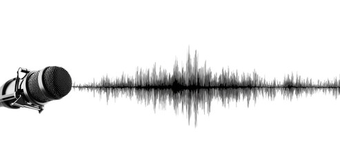 Microphone and White Sound Waveform isolated on a transparent background