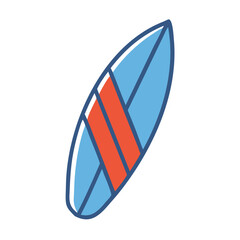 A vibrant blue surfboard with bold orange stripes, ready for summer waves and beach adventures Vector