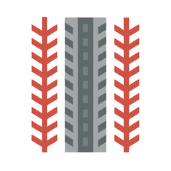 Abstract illustration of a road or tire tread flanked by stylized wheat or grain stalks Vector