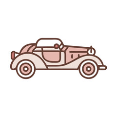 Elegant vintage roadster car icon in a charming pastel pink and cream color palette Vector