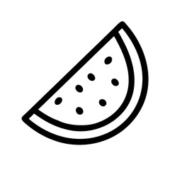 A simple outline icon of a juicy watermelon slice, perfect for summer fruit designs Vector