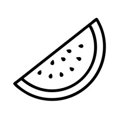 Minimalist line art icon of a refreshing watermelon slice with seeds, perfect for summer designs Vector
