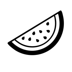 A refreshing slice of summer watermelon icon in a simple black and white illustration Vector