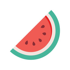 A refreshing and vibrant graphic illustration of a single slice of juicy red watermelon with seeds Vector