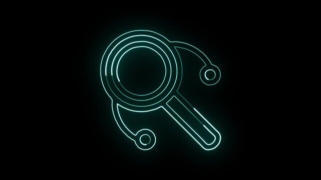 Glowing neon line drum animated icon. Musical instrument animation HD video isolated on black background.