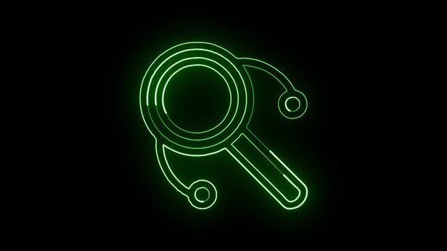 Glowing neon line drum animated icon. Musical instrument animation HD video isolated on black background.