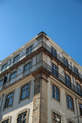 Obraz premium Facade of a typical building in the downtown city of Lisbon Portugal