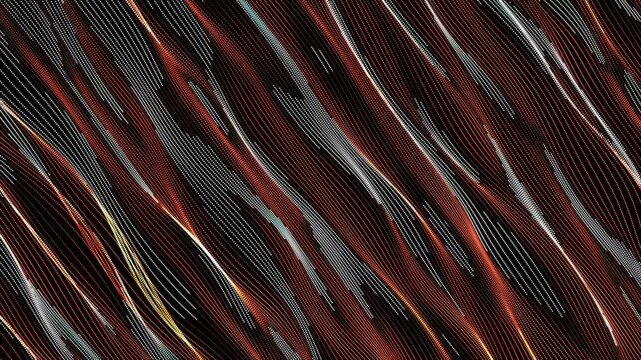 Abstract animated background with diagonal flowing lines in shades of brown, black, and gold. The design features a dynamic, textured pattern that creates a sense of movement.