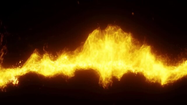 Dynamic fiery waves dance across dark background in mesmerizing motion