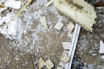 Broken glass on the floor