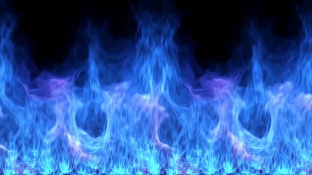 Mesmerizing blue flames dancing in symmetrical harmony