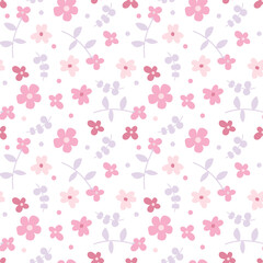 Obraz premium Heart pattern with flowers. Cute pink texture, festive background for Valentine's Day, romantic design for fabric and wrapping paper.