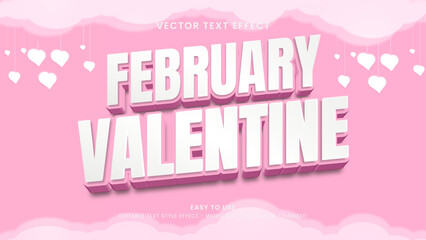 february valentine editable text effect 3d vector
