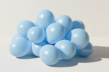 Bunch of pastel blue matte balloons appearing soft and delicate