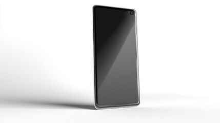 portable. A sleek modern device with glossy surfaces stands isolated, reflecting light for a clean and polished aesthetic. product launch decks.
