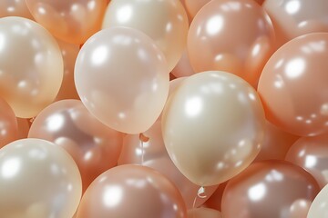 Light peach and cream balloons tied and drifting gently above