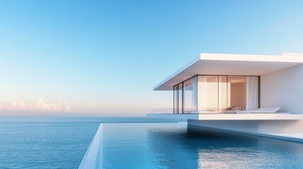 Obraz premium Coastal Villa Retreat Infinity Pool Meets Ocean View, Luxury, Architecture
