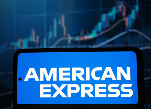 In this photo illustration,  American Express Company logo seen displayed on a smartphone.