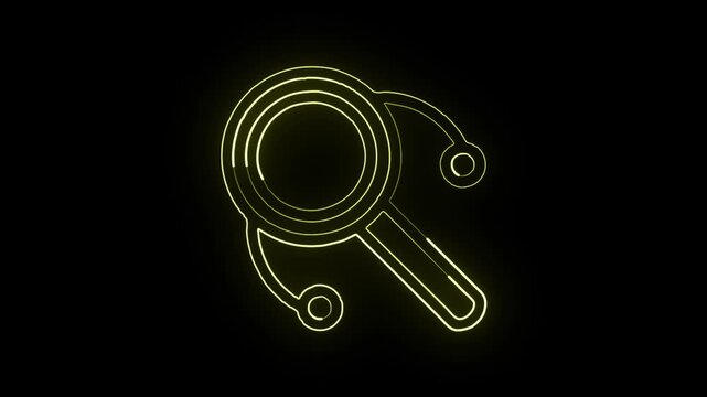 Glowing neon line drum animated icon. Musical instrument animation HD video isolated on black background.