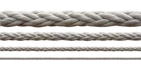Braided rope texture set on transparent background