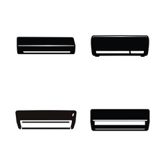 Modern air conditioner units silhouette icon set representing cooling and hvac systems