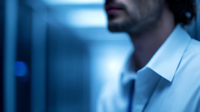 technician. A technician works in a data center, surrounded by blurred server racks under atmospheric lighting. product launch decks.
- Powered by Adobe