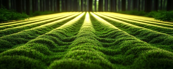 Mossy Waves Sunlit Forest Floor, Nature, Greenery