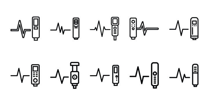 medical stress test line editable icon set. Healthcare set of web icons in line style.