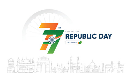 Naklejka premium 77th Republic Day Design