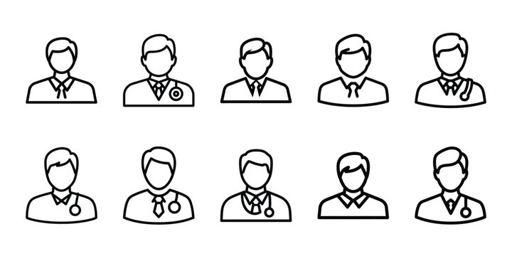 health care coordination line editable icon set. Healthcare set of web icons in line style.