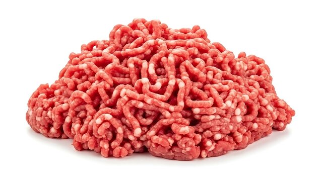 Raw ground beef meat pile isolated.