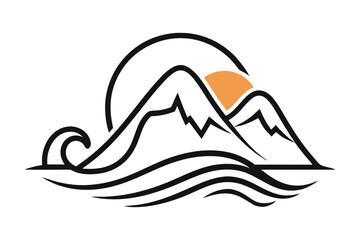 Line art drawing of fire pit outdoor camping element illustration